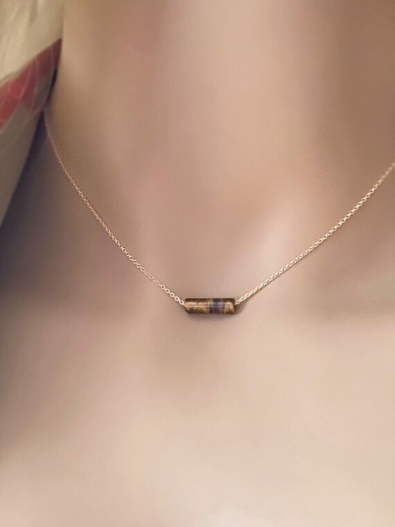 Gemstone Slide Necklace: 14k Gold Filled or Sterling Silver Chain, Gemstone Choice, #924