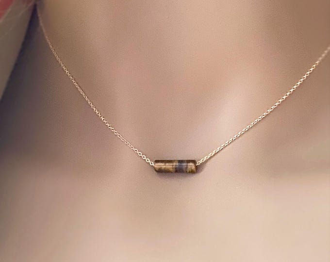 Gold Gemstone Necklace, Jade, Tiger Eye, Black Onyx and More, Choose your Gemstone with 14k Gold Filled or Sterling Silver Chain, #924