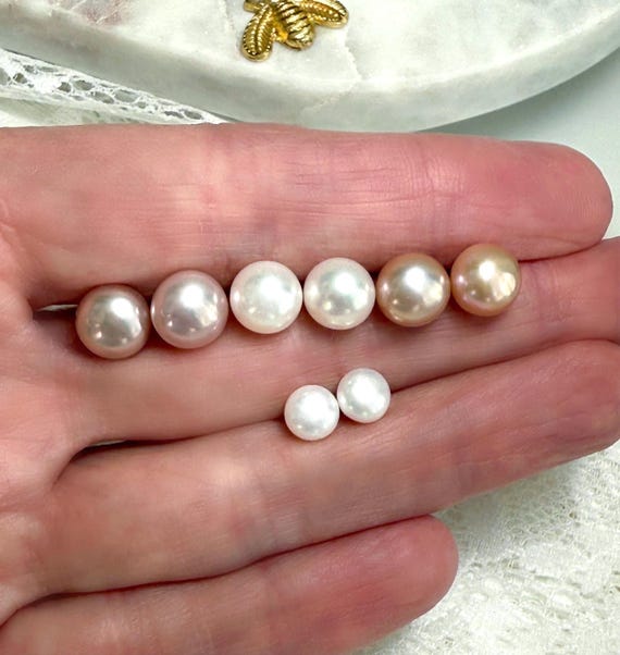 Freshwater Pearl Stud Earrings: Sterling Silver, Gold Filled, Classic Button Pearl