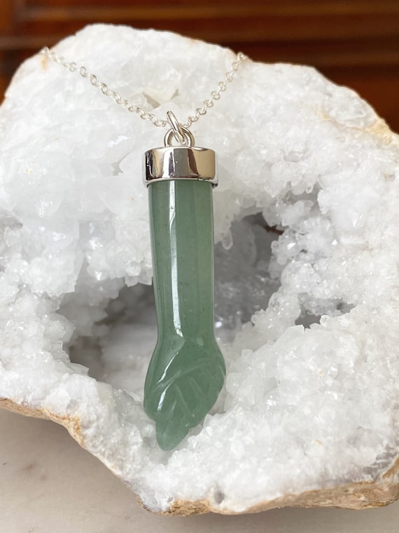 Aventurine Gemstone Sterling Silver Necklace, Figa Fist Gemstone Charm, Goddess Call for Fertility, Ward Off Evil, Good Luck Charm, #1149