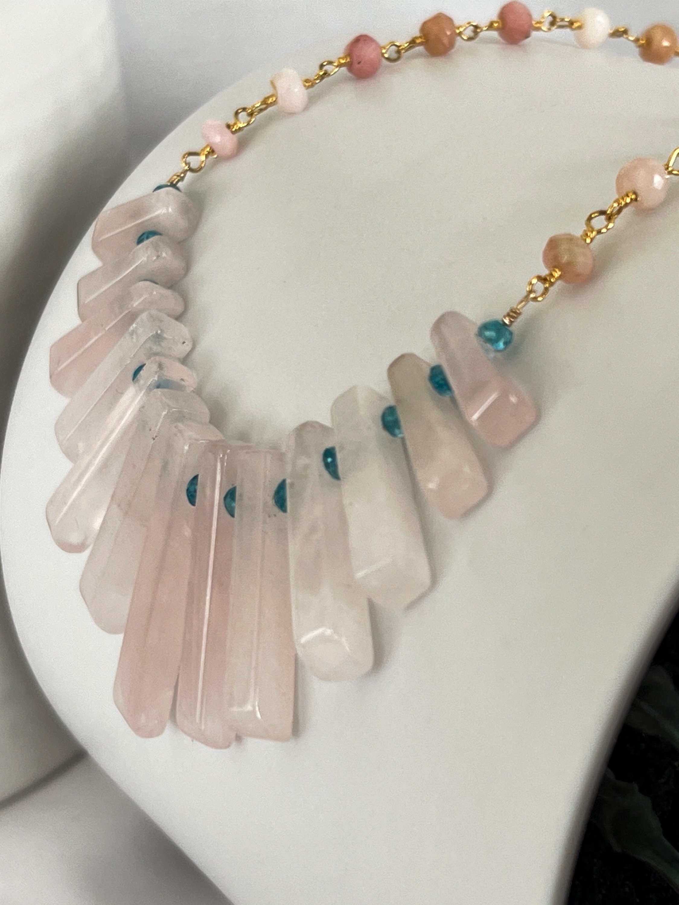 Beaded Riviere - Rose Quartz Beads Necklace - Nirwaana