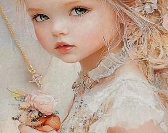 Children's Gold Zircon Cross Necklace: 14k Gold Filled Chain, Gold Plated Cross with Colored Zircons, Dainty Faith-Filled Jewelry Gift #1921