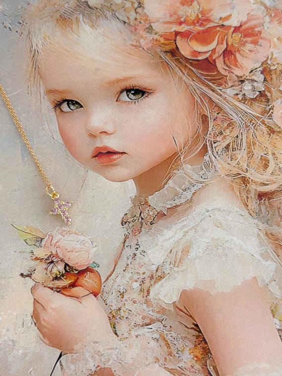 Children's Gold Zircon Cross Necklace: 14k Gold Filled Chain, Gold Plated Cross with Colored Zircons, Dainty Faith-Filled Jewelry Gift #1921