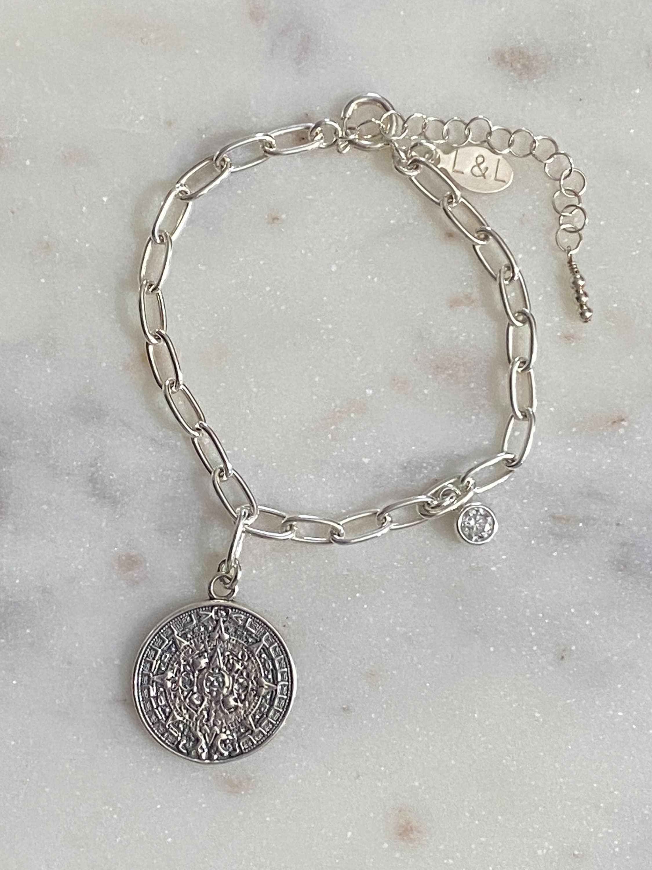 Buy the Designer Lucky Brand Silver-Tone Multicolor Stone Coin Style Chain  Bracelet | GoodwillFinds