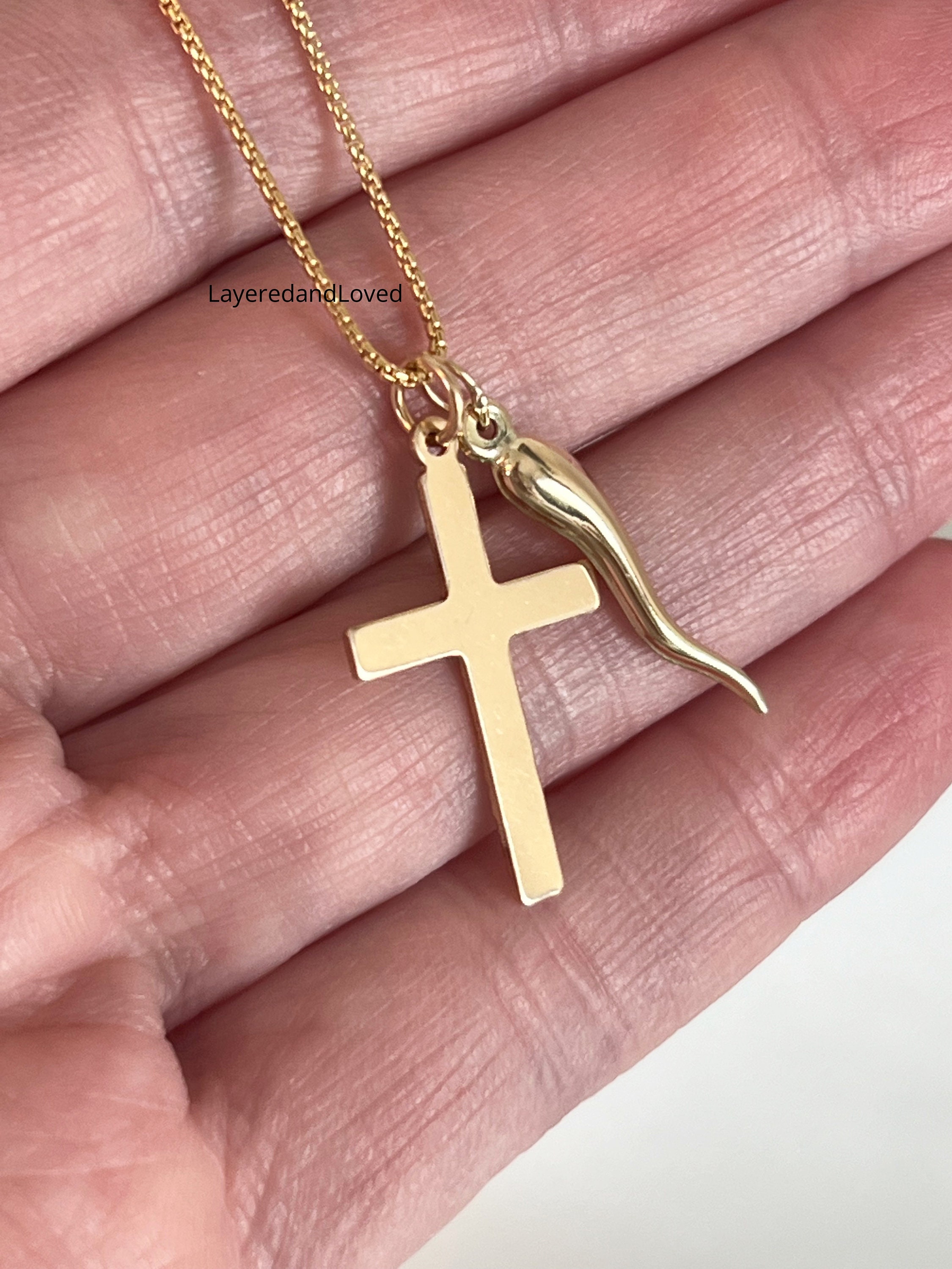 10k, 14k, 18k Yellow Gold Religious Italian Cross with Crucifix -  Obsessions Jewellery