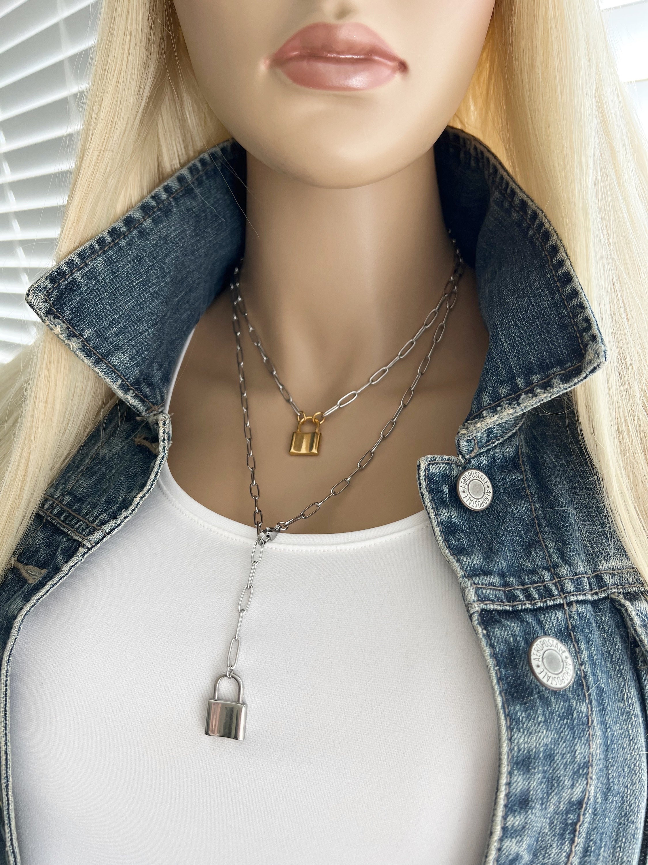 Large padlock necklace deals