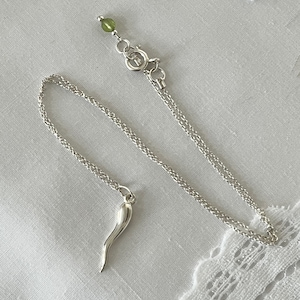 Silver Silver Italian Horn Necklace, 100% Sterling Silver, Cornicello, 16&quot; Length, Lucky Horn, Italian Amulet #908/1082