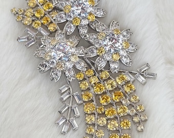 Australian Wattle Brooch, High Quality Royal Replicas, Large Zircon Brooches, Queen Elizabeth Replication #1800