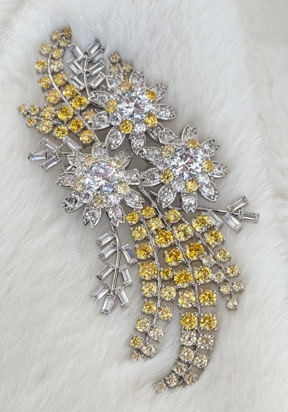 Australian Wattle Brooch, High Quality Royal Replicas, Large Zircon Brooches, Queen Elizabeth Replication #1800