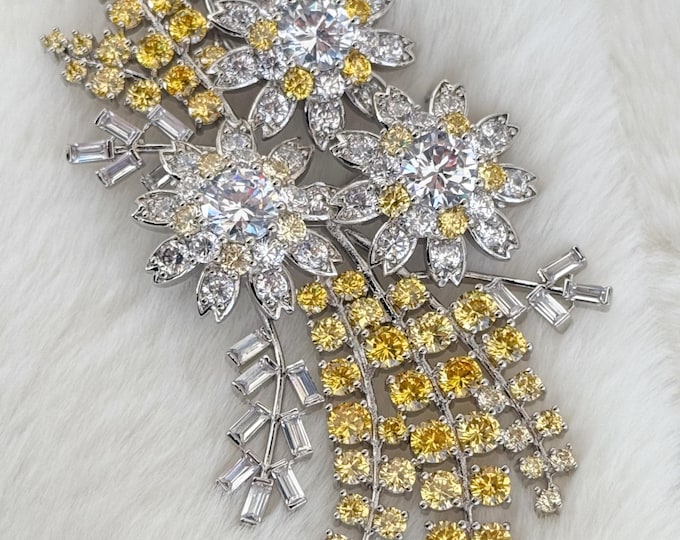 Australian Wattle Brooch, High Quality Royal Replicas, Large Zircon Brooches, Queen Elizabeth Replication #1800