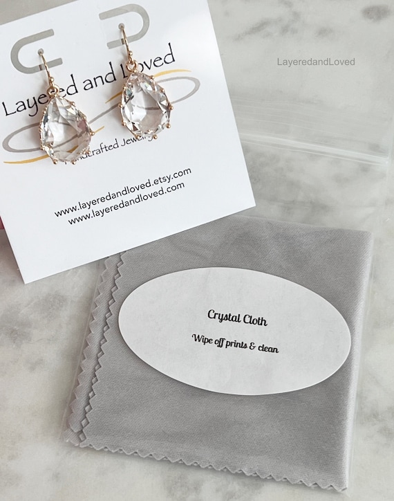 Crystal Cleaning Cloth, ADD ON, Non Abrasive Cloth, Soft Jewelry Cleaning Cloth, Wipe Off Prints on Crystal, Crystal Earring Cleaner,  #1736