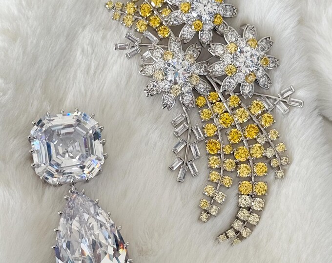 Australian Wattle Brooch & Cullinan Brooch, High Quality Large Zircon Brooches, Queen Elizabeth Replication #1800