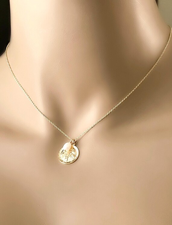 Mother Mary & Pearl 14k Gold Filled Necklace, Gold or Sterling Silver, Dainty Virgin Mary Minimalist Necklace, Layered Pearl Pendant, #971