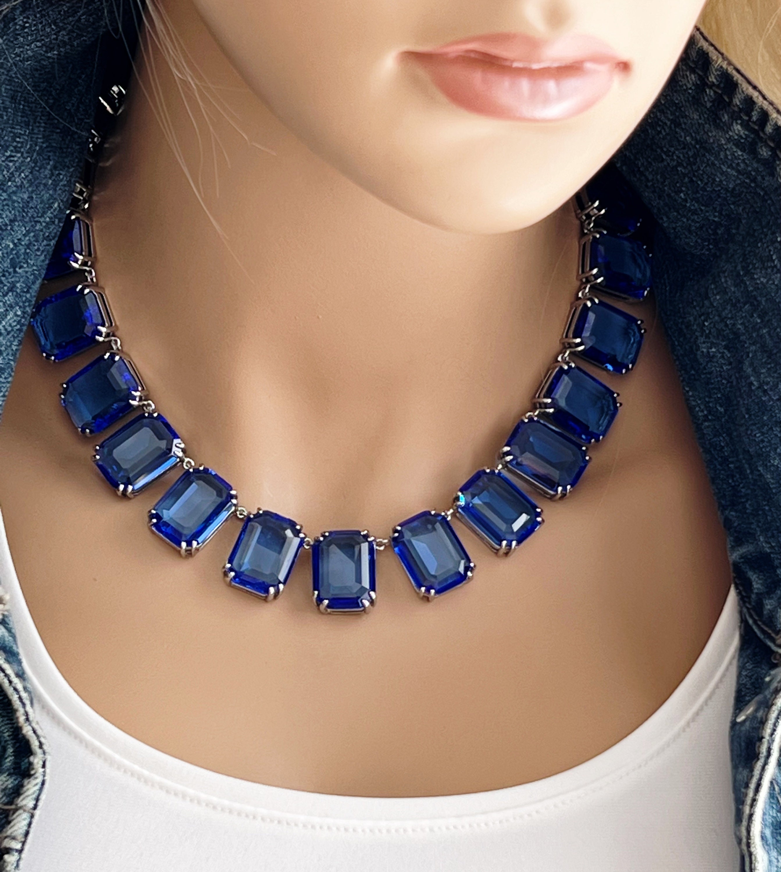 Dark blue deals crystal necklace