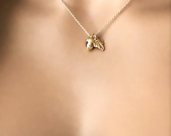 14k Gold Filled Acorn Necklace: Mixed Metal Leaf Charm, Kate Middleton Inspired Royal Jewelry, #771