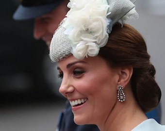 Kate Middleton Inspired Orbital Zircon Earrings, Sterling Silver Posts, Round Orbital Dangle Pendant Earrings, #1806