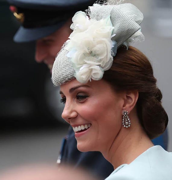 Kate Middleton Orbital Earrings, Zircon Dangle Pendant, Sterling Silver Posts, #1806