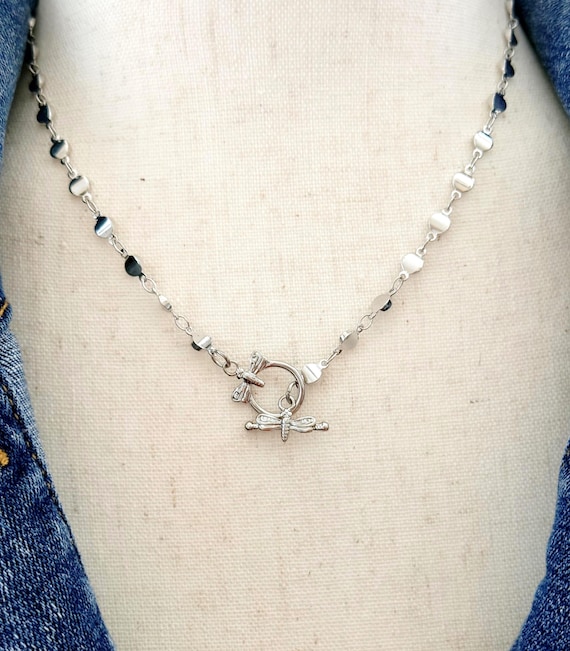 Roman Coin Silver Necklace Set, Layered Coin & Pearl Lariat Necklace, Titus Roman Replica, Nugget Butterfly Toggle Necklace, #2035/#2036