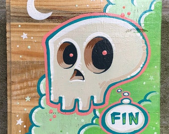 Fin (Hand Painted Original Art / Acrylic on Recycled Wood)