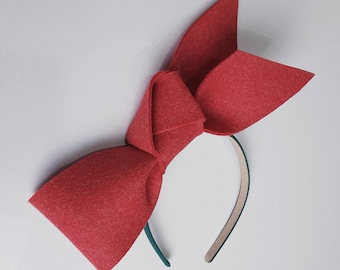 BoutiquebyBrendaLee Simply Modern Fascinator premium red felt bow headband