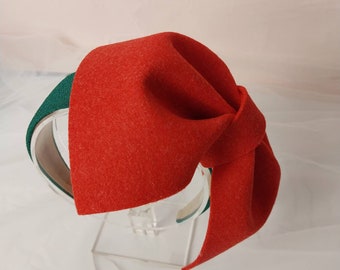 BoutiquebyBrendaLee Fascinator premium red felt bow headband statement headpiece Christmas Xmas