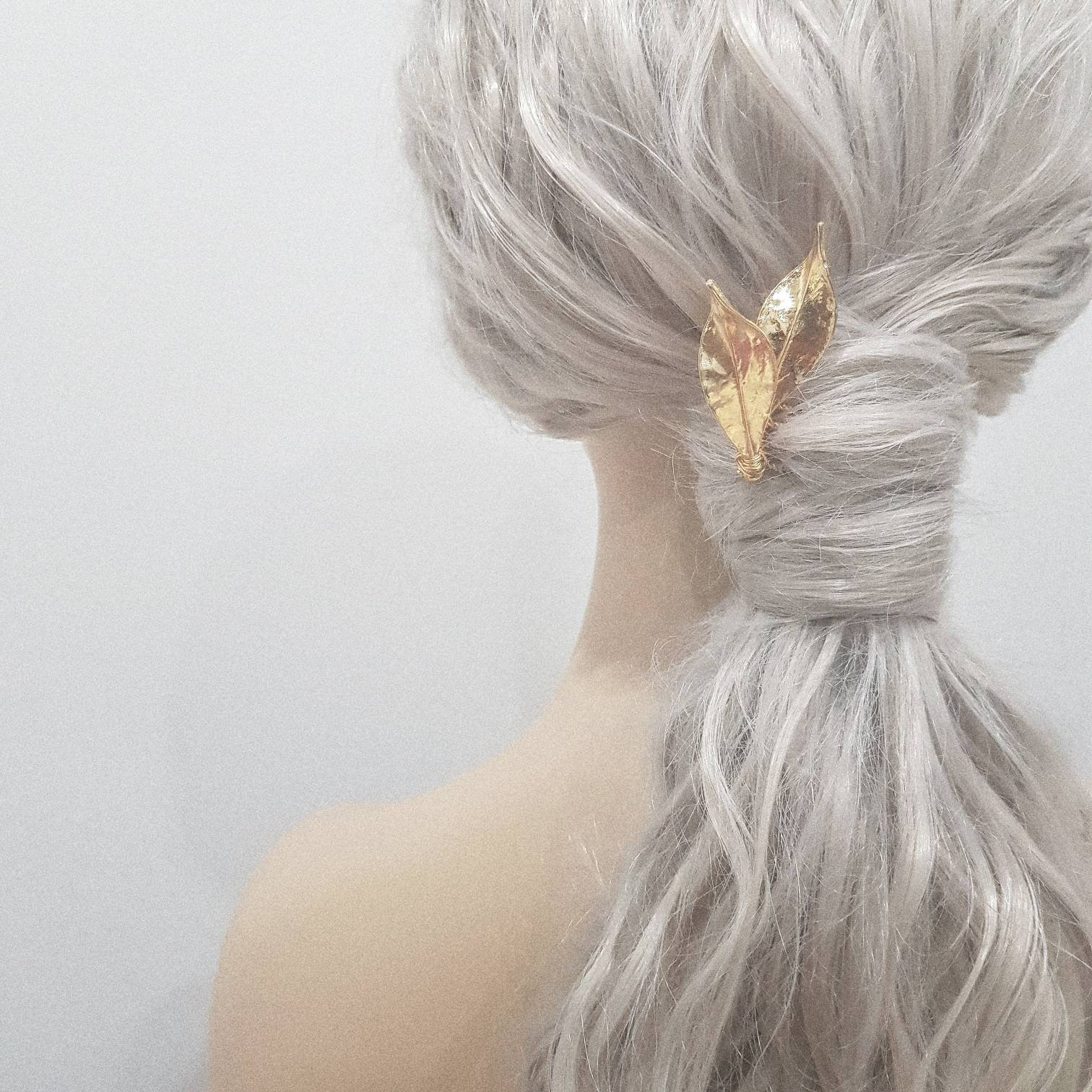 LOHGOU Braut-Haarkamm Mit Blatt-Design – Eleganter Seitenkamm Mit Kristallen & Perlen, Gold