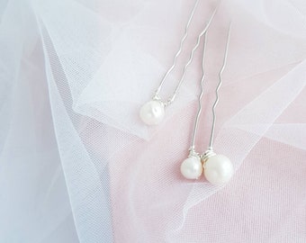 FACILE Juego de 2 alfileres en forma de U con perlas de agua dulce, color blanco crema, accesorios de boda para novia, horquilla sencilla de Australia, horquillas con perlas barrocas, recogidos