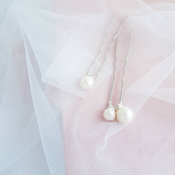 FACILE Set of 2 Cream White Freshwater Pearl U Pins Bridal Wedding accessories simple bride Australia hairpin Baroque pearls hairpins updos
