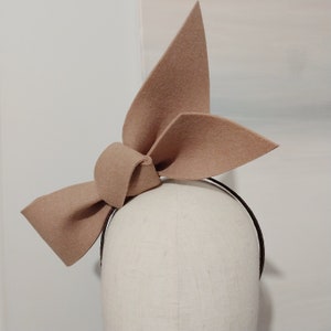 Simply Modern Fascinator Tan felt bow headband statement headpiece hair accessories hat fascinate big structured Australia