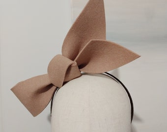 Simply Modern Fascinator Tan felt bow headband statement headpiece hair accessories hat fascinate big structured Australia