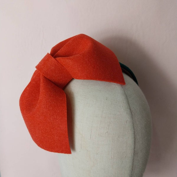 BoutiquebyBrendaLee Fascinator premium red felt bow headband statement headpiece Christmas Xmas