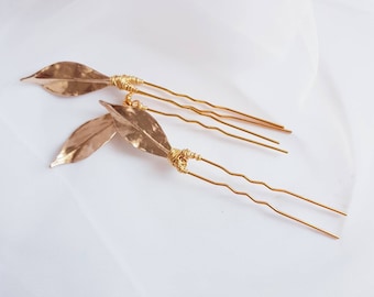 Horquillas con pan de oro, accesorios nupciales botánicos, hechas a mano en Australia.