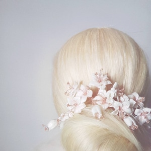 CERISIER Hair Pins Set of 5 White Flowers Hairpins Pearly Blush Pink Bridal Wedding Hair Pin Headpiece Hair Accessories Australia Handmade