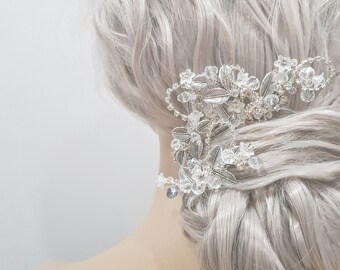 BoutiquebyBrendaLee Ensemble de 2 combs de cheveux de mariée hairclips coiffure de mariage élégant cristaux perlés accessoires casque