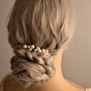 BoutiquebyBrendaLee A set of 4 Cream White Freshwater Pearls U Pins Bridal Wedding headpiece hair fork accessories