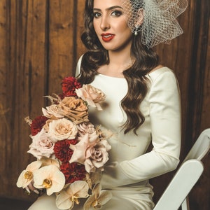 VEIL Fascinate birdcage wedding bridal big hat headwear hair accessory bride netting hair headpiece handmade races white headwear statement image 4
