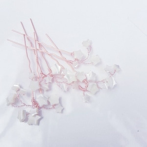 BoutiquebyBrendaLee set of 4 Mother of Pearl U pins mermaid beach destination wedding bridal ocean inspired star beads hair accessories