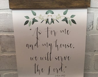 Scripture Art "As for me and my house" quote mounted on Wood hangers with twine • Wall Decor • Farmhouse wall art • Scripture quote