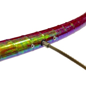 Fire Opalescent Reflective Synergy Firehoop / Screw-In Wicks / Performance Fire Hoop Push Button Connected / HDPE or Polypro