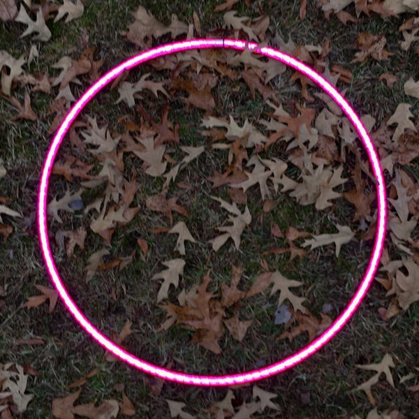 Rubellite Reflective Taped Travel Hula Hoop / Fully Taped Performance Hula Hoop / Translucent Morph Tape / polycarb push button connector