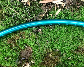 Metallic Mirror Teal Taped Hula Hoop / Fully Taped Performance Hoop / Holographic Tape / polycarb push button connector