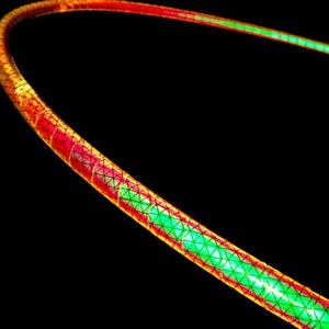 Indigo Sunrise Reflective Taped Travel Hula Hoop / Taped Performance Hoop / Color Shift Tape / polycarb push button connector