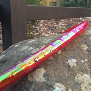 Fire Opalescent Taped Travel Hula Hoop / Fully Taped Performance Hoop / Translucent Morph Tape / polycarb push button connector