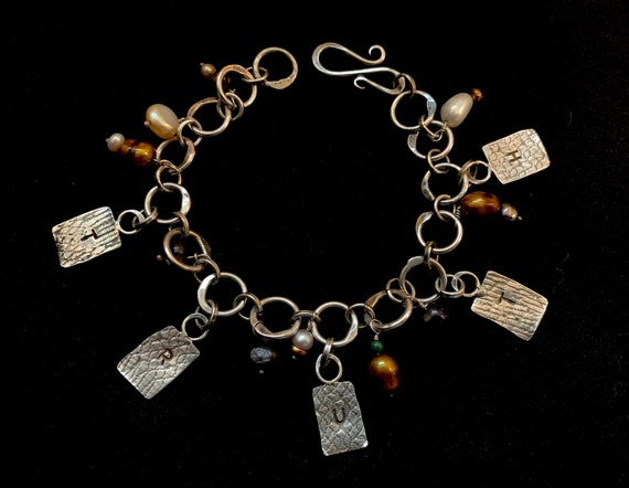 TRUTH Sterling Silver Charm Bracelet with Pearls  Etsy