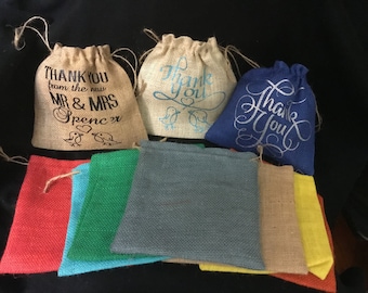 Custom Printed Burlap Wedding and Party Thank You Favors