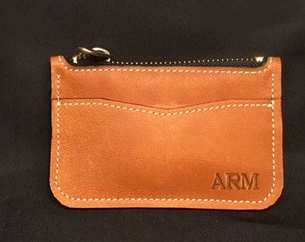 Leather Coin and Card Purse Personalized