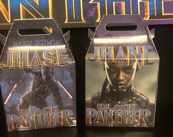 Black Panther Custom Party Favor Box, Black Panther for boys or Shuri for girls