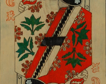 Jack of Hearts Velvet Art Print, Royal Playing Card