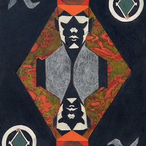 King of Diamonds, Diamond King, Faceless King, Spooky King, Playing Card Diamonds, Diamond King Card, Mask Man, Geometric Card, Tarot Card