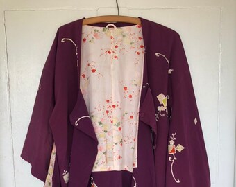 Vintage Plum Silk Kimono